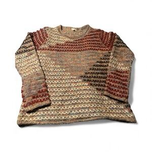 Hem & Thread Multicolor Sweater Lightweight Earthy Tones Size Med.